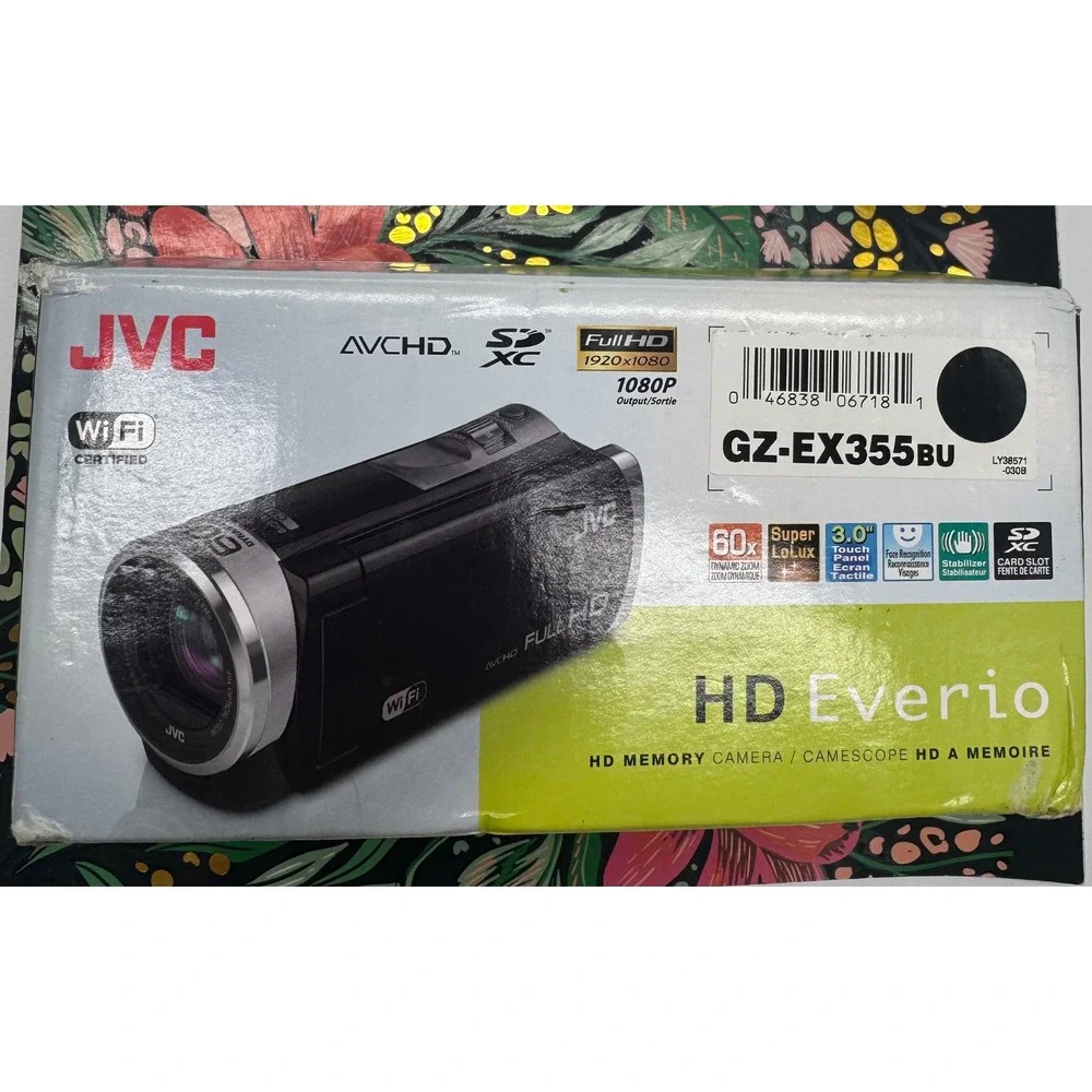 JVC Everio GZ-EX355BU Full HD Camcorder 40x Optical Zoom WiFi Black Bundle